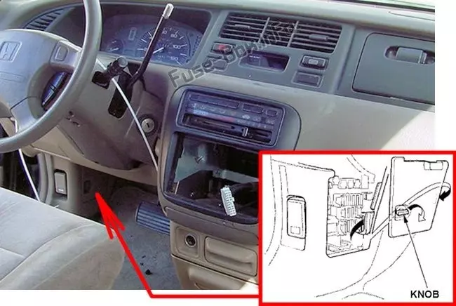 Расположение предохранителей в салоне автомобиля: Honda Odyssey (1994-1998 гг.)