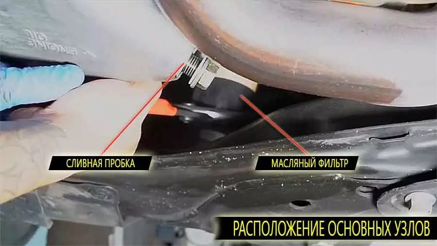 Расположение пробки сливного отверстия и масляного фильтра в honda pilot

