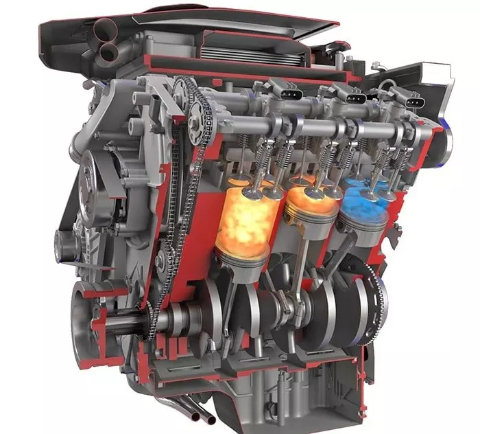 Секционный четырехтактный двигатель внутреннего сгорания