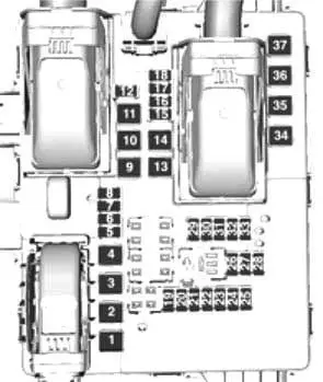 Блок-схема предохранителей багажника Opel Insignia