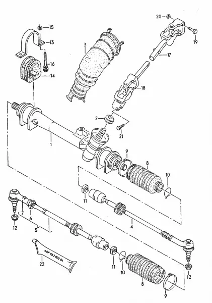 Ремонт, замена и регулировка рулевой рейки Passat B3